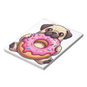 Süßer Mops mit Donut lustiger Cartoon-Hund Notizblock (Rotiert)