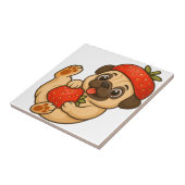 Süßer Mops mit Erdbeeren Cartoon süß fruchtig Fliese (Seite)