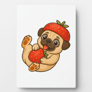 Süßer Mops mit Erdbeeren Cartoon süß fruchtig Fotoplatte