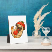 Süßer Mops mit Erdbeeren Cartoon süß fruchtig Fotoplatte (Seite)