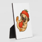 Süßer Mops mit Erdbeeren Cartoon süß fruchtig Fotoplatte (Seite)