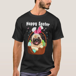 Süßer Mops mit Hasenohren Ostereier Korb Kind T-Shirt