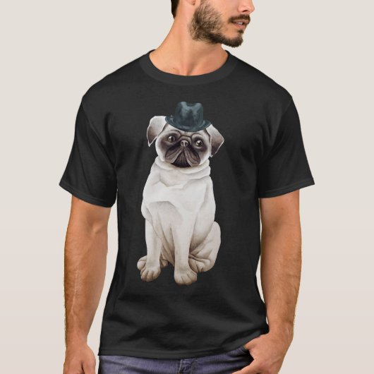 Süßer Mops mit Hut Klassiker 363 T-Shirt (Vorderseite)