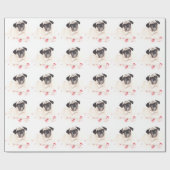 Süßer Mops mit Rosenblüten als Geschenkpapier (Flach)