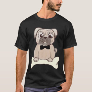 Süßer Mops mit schwarzer Fliege Illustration 234 T-Shirt