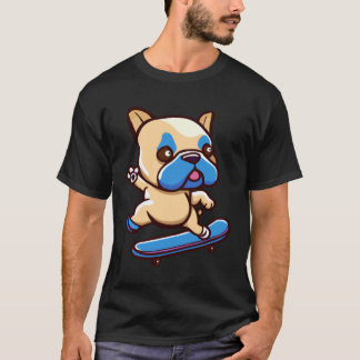 Süßer Mops mit Skateboard T-Shirt