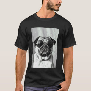Süßer Mops mit Sonnenbrille Haustierliebhaber-Foto T-Shirt