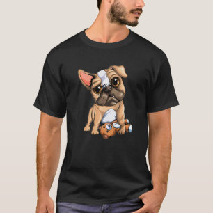 Süßer Mops mit Stofftier Hunde Liebhaber Hundebesi T-Shirt