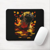 Süßer Mops mit Waldblättern gemütlicher Herbsthund Mousepad (Mit Mouse)