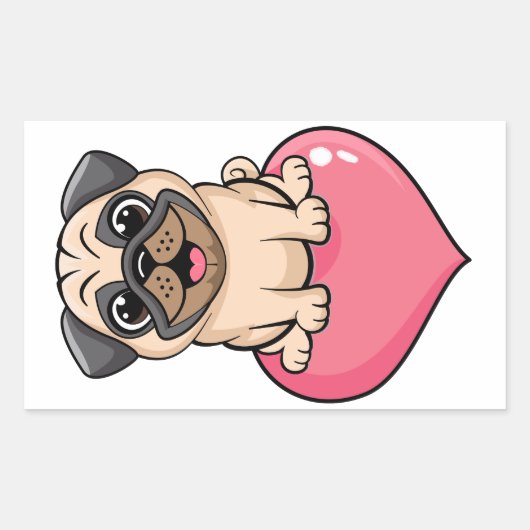 Süsser Mops Rechteckiger Aufkleber (Vorderseite)