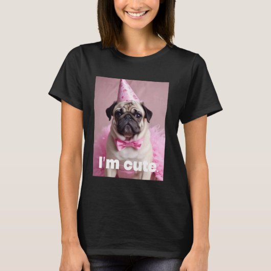 Süßer Mops Rosa T-Shirt (Vorderseite)
