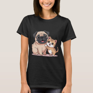 Süßer Mops und beste Katzenfreunde – Anbetungswürd T-Shirt