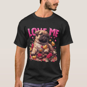 Süßer Mops-Welpe mit Valentinstag-Schokolade T-Shirt