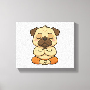 Süßer Mops-Yoga-Meditations-Erholungs-Cartoon Leinwanddruck