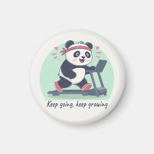Süßer motivierender Panda auf dem Laufband Magnet