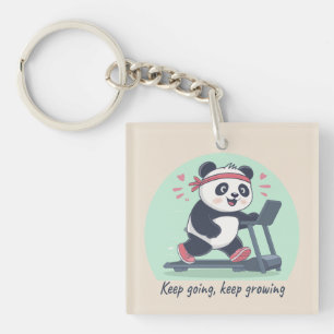 Süßer motivierender Panda auf dem Laufband Schlüsselanhänger