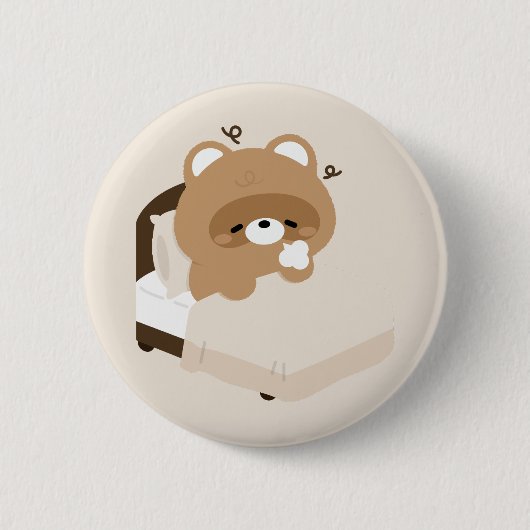 Süßer müder Biber Button (Vorderseite)