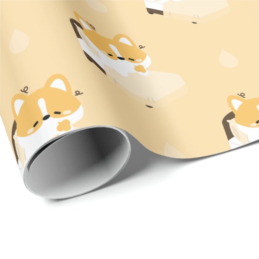 Süßer müder Corgi Geschenkpapier (Rolleneckpunkt)