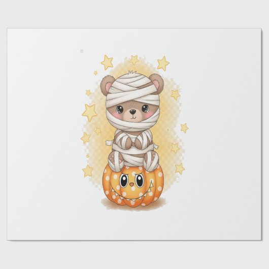 Süßer Mumienbär Halloween Geschenkpapier (Flach)