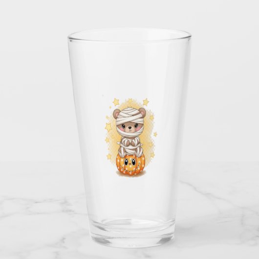 Süßer Mumienbär Halloween Glas (Vorderseite)