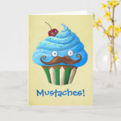 Süßer Mustached kleiner Kuchen Karte (Gelbe Blume)