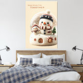 Süßer nadelgefilzter Schneemann Schneeball Leinwanddruck (Insitu (Schlafzimmer))