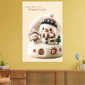 Süßer nadelgefilzter Schneemann Schneeball Leinwanddruck (Insitu (Wohnzimmer))