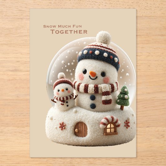 Süßer nadelgefilzter Schneemann Schneekugel Acryleinladungen (Vorderseite)