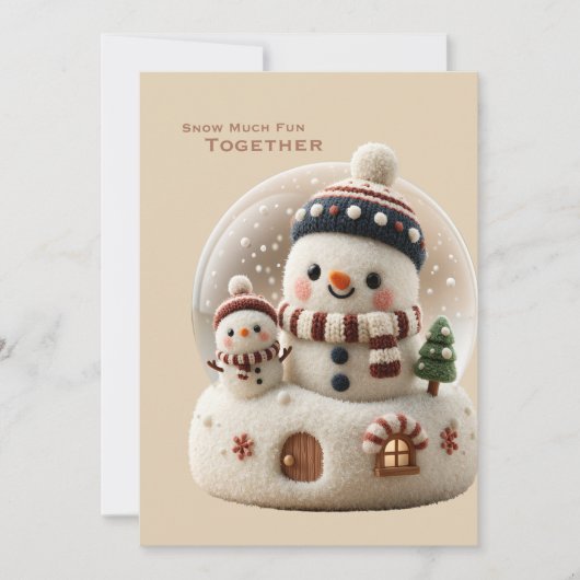 Süßer nadelgefilzter Schneemann Schneekugel Einladung (Vorderseite)
