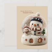 Süßer nadelgefilzter Schneemann Schneekugel Einladung (Vorne/Hinten)