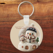 Süßer nadelgefilzter Schneemann Schneekugel Schlüsselanhänger (Vorderseite)
