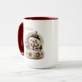 Süßer nadelgefilzter Schneemann-Schneekugel Tasse (Vorderseite Links)