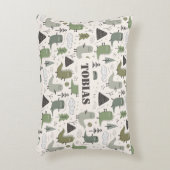 Süßer Name Dinosaurier Grün Kaki Dekokissen (Vorderseite(Vertikal))