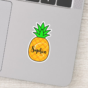 Süßer Name & Monogramm   Kawaii Ananas-Lehrer Aufkleber