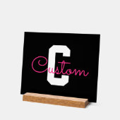 Süßer Name & Monogramm | Schwarz Weiß & Rosa Acrylschild (Winkel)