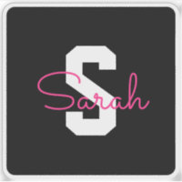 Süßer Name & Monogramm | Schwarz Weiß & Rosa
