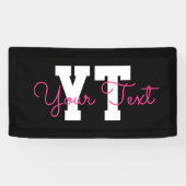 Süßer Name & Monogramm | Schwarz Weiß & Rosa Banner (Horizontal)