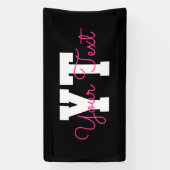 Süßer Name & Monogramm | Schwarz Weiß & Rosa Banner (Vertikal)