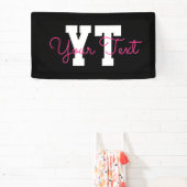 Süßer Name & Monogramm | Schwarz Weiß & Rosa Banner (InSitu)