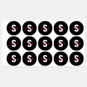 Süßer Name & Monogramm | Schwarz Weiß & Rosa Etiketten (Blatt)