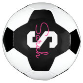 Süßer Name & Monogramm | Schwarz Weiß & Rosa Fußball (Gedreht)
