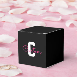 Süßer Name & Monogramm | Schwarz Weiß & Rosa Geschenkschachtel