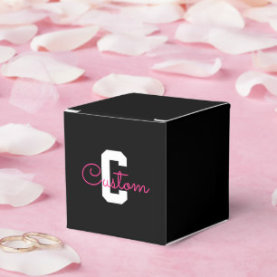 Süßer Name & Monogramm Schwarz Weiß & Rosa Geschenkschachtel