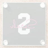 Süßer Name & Monogramm | Schwarz Weiß & Rosa Glasuntersetzer (Rückseite)