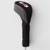 Süßer Name & Monogramm | Schwarz Weiß & Rosa Golf Headcover (angewinkelt)