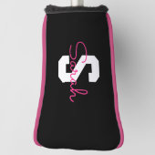 Süßer Name & Monogramm | Schwarz Weiß & Rosa Golf Headcover (Rotieren 90)