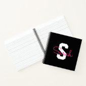 Süßer Name & Monogramm | Schwarz Weiß & Rosa Notizblock (Innenseite)