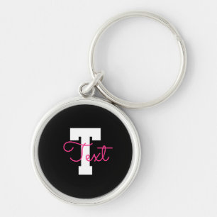 Süßer Name & Monogramm   Schwarz Weiß & Rosa Schlüsselanhänger