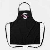 Süßer Name & Monogramm | Schwarz Weiß & Rosa Schürze (Vorderseite)