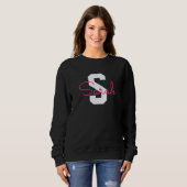 Süßer Name & Monogramm | Schwarz Weiß & Rosa Sweatshirt (Vorne ganz)